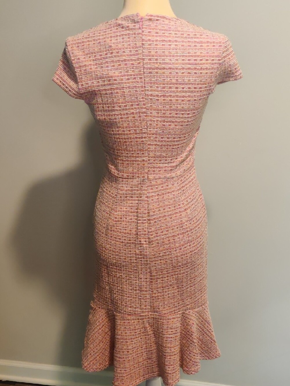 Grace Karin Pink Tweed Square-Neck Fit & Flare Midi Dress - Picture 5 of 9